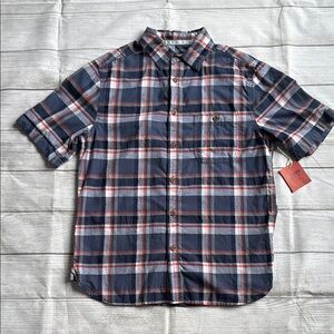 Casual Blue and Red Button Down Shirt